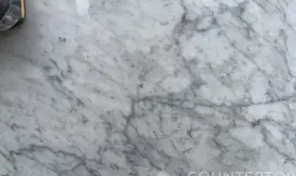 Closeup image of Calacatta Marble countertop slab