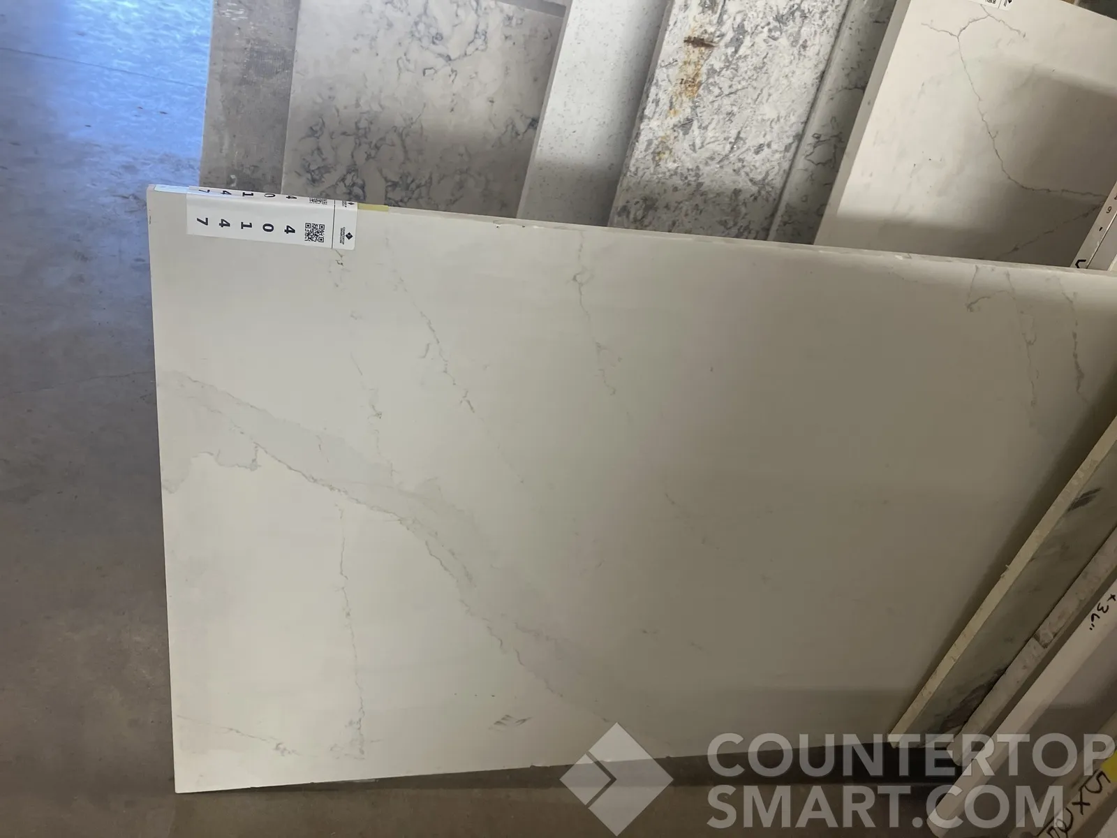 Full image of Silestone Eternal Calacatta Gold White Quartz countertop slab