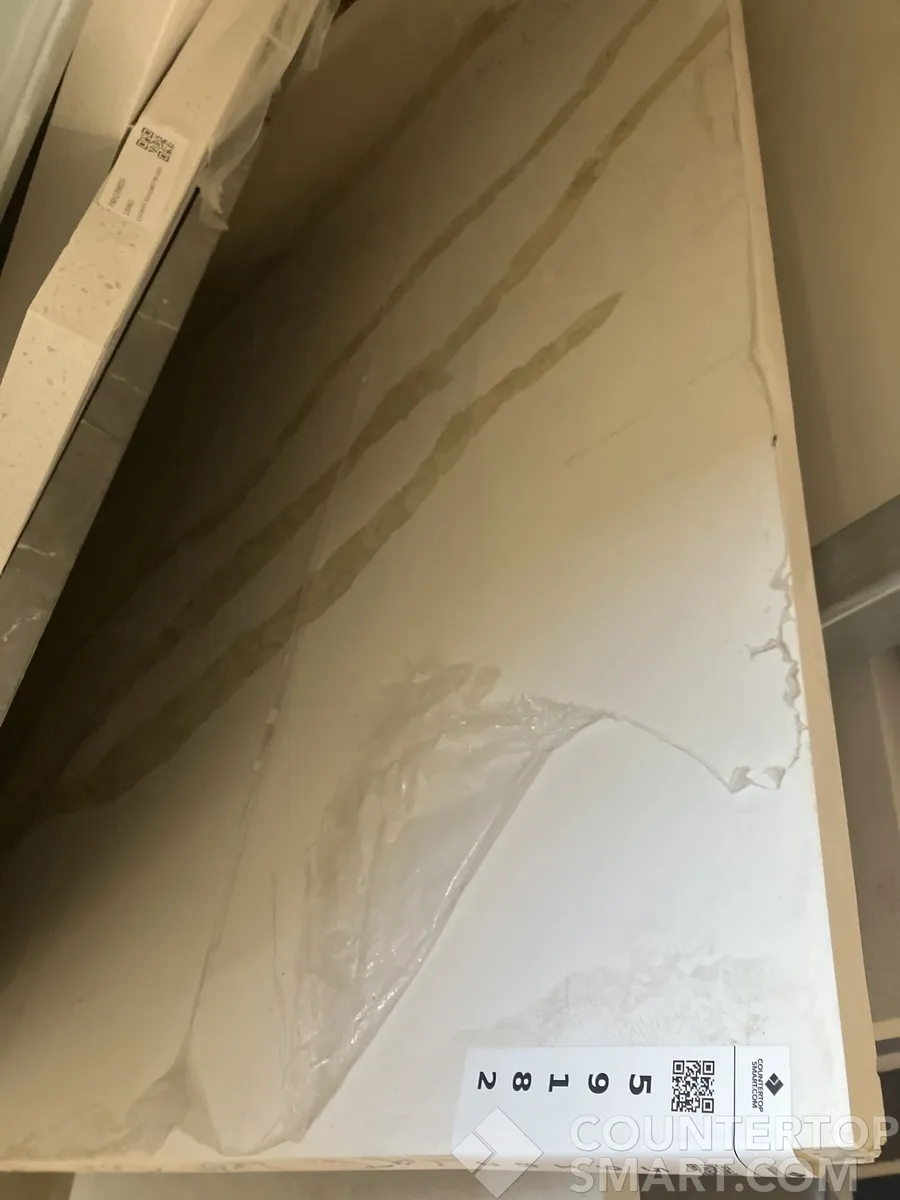 Full image of Q Quartz Calacatta Leon Gold Quartz countertop slab