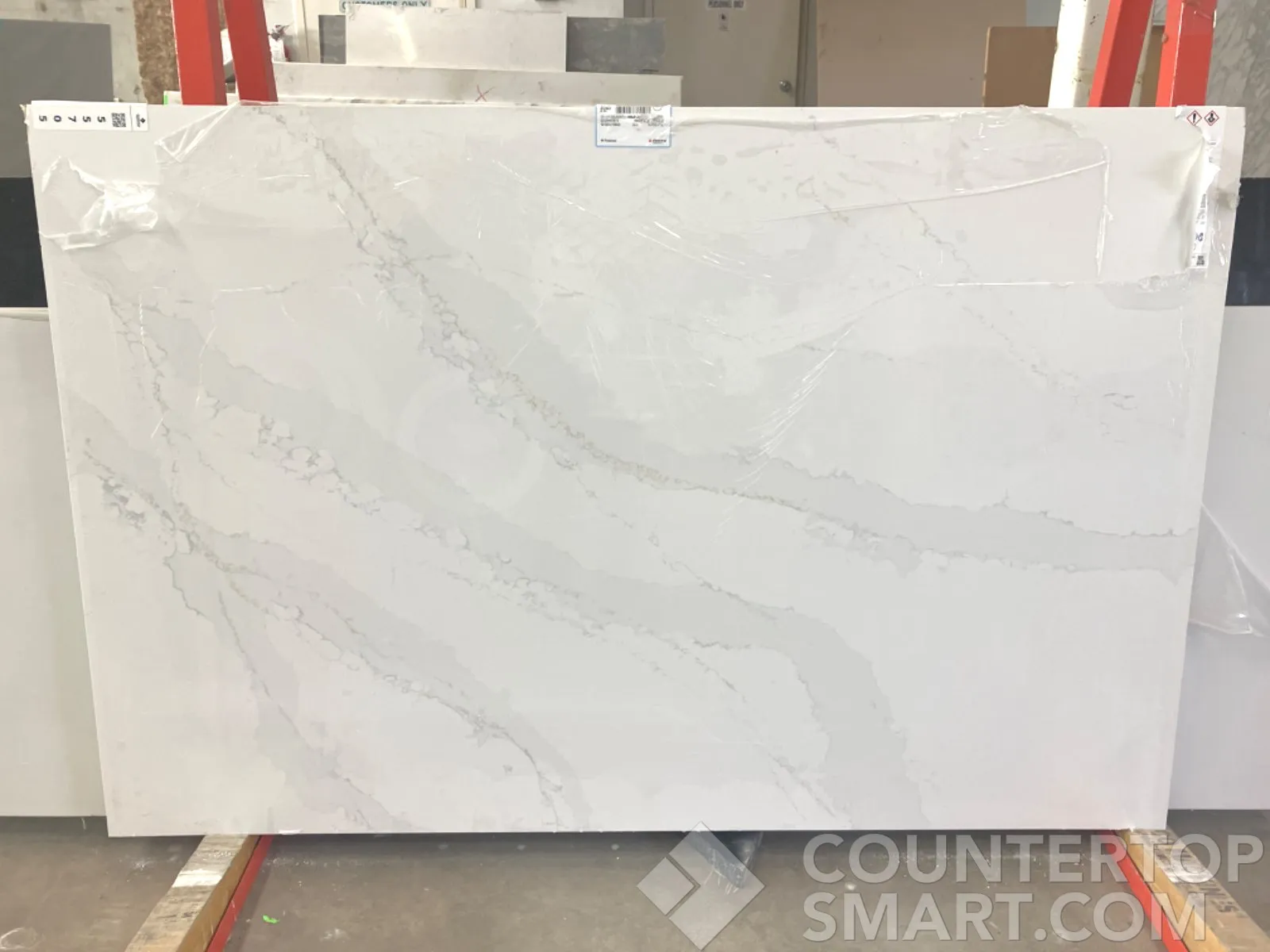 Full image of Silestone Eternal Calacatta Gold White Quartz countertop slab