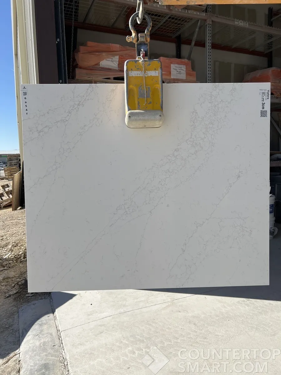 Full image of Viatera Lumina White Quartz countertop slab