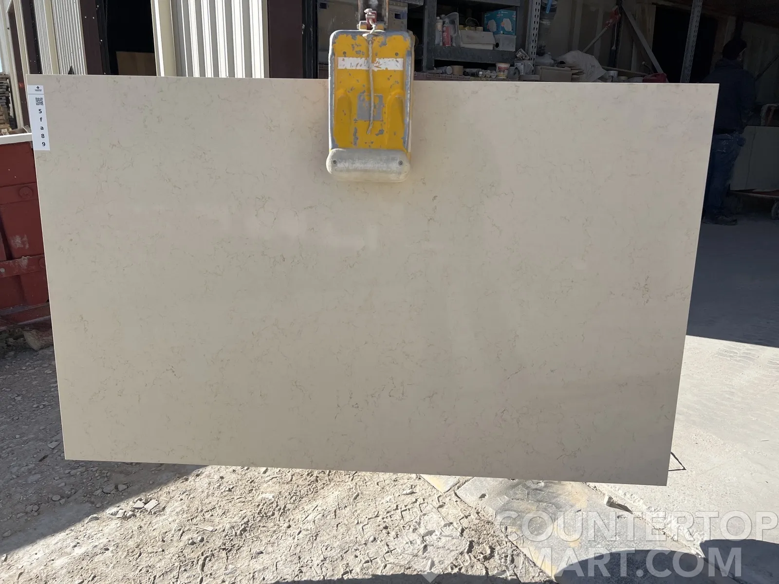 Full image of Caesarstone Dreamy Marfil White Quartz countertop slab
