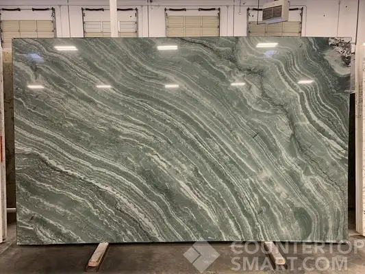 Full image of Vivid Green Grey Quartzite countertop slab