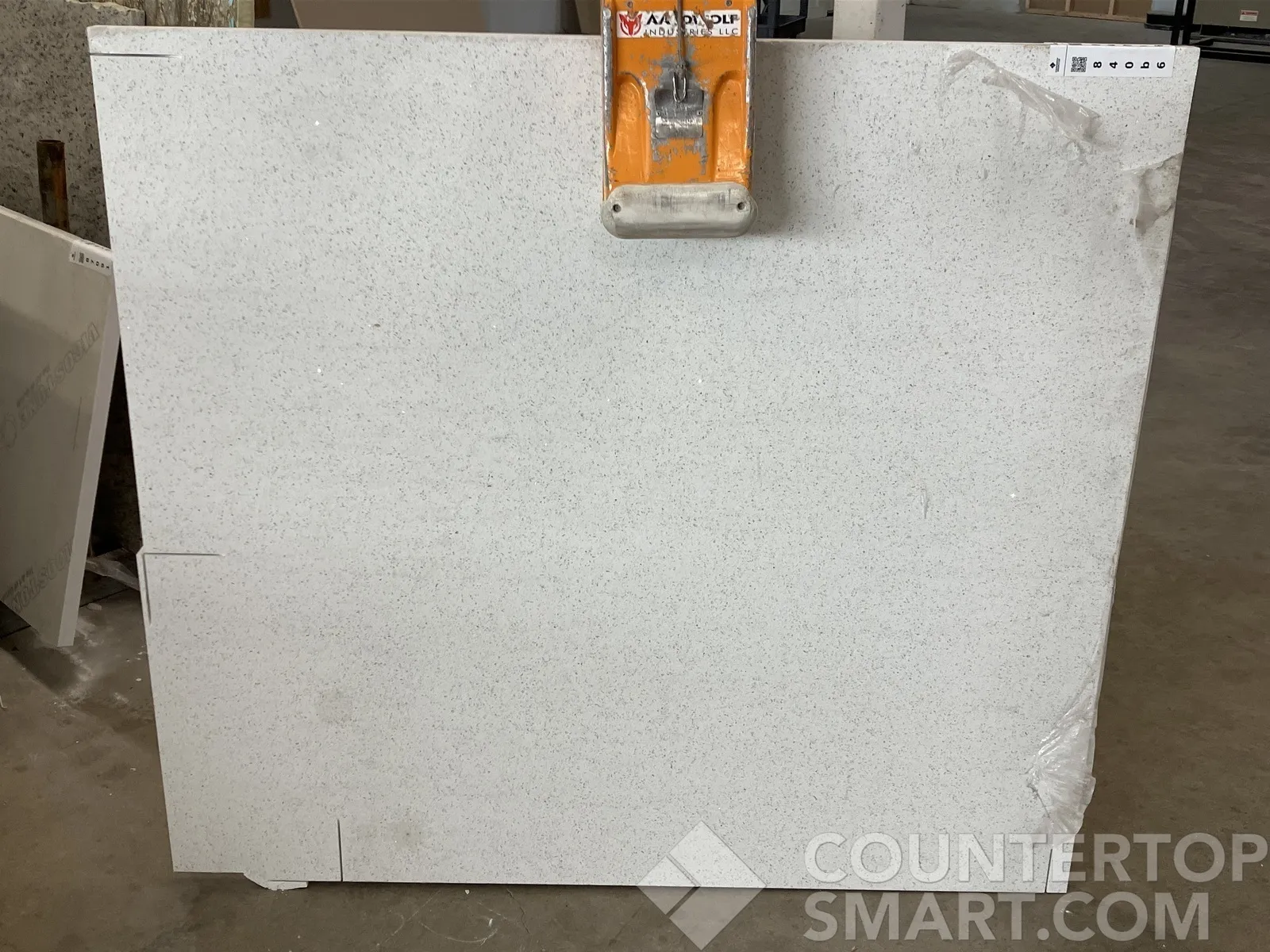 Full image of Stratus Quartz Icy Speckle White Quartz countertop slab