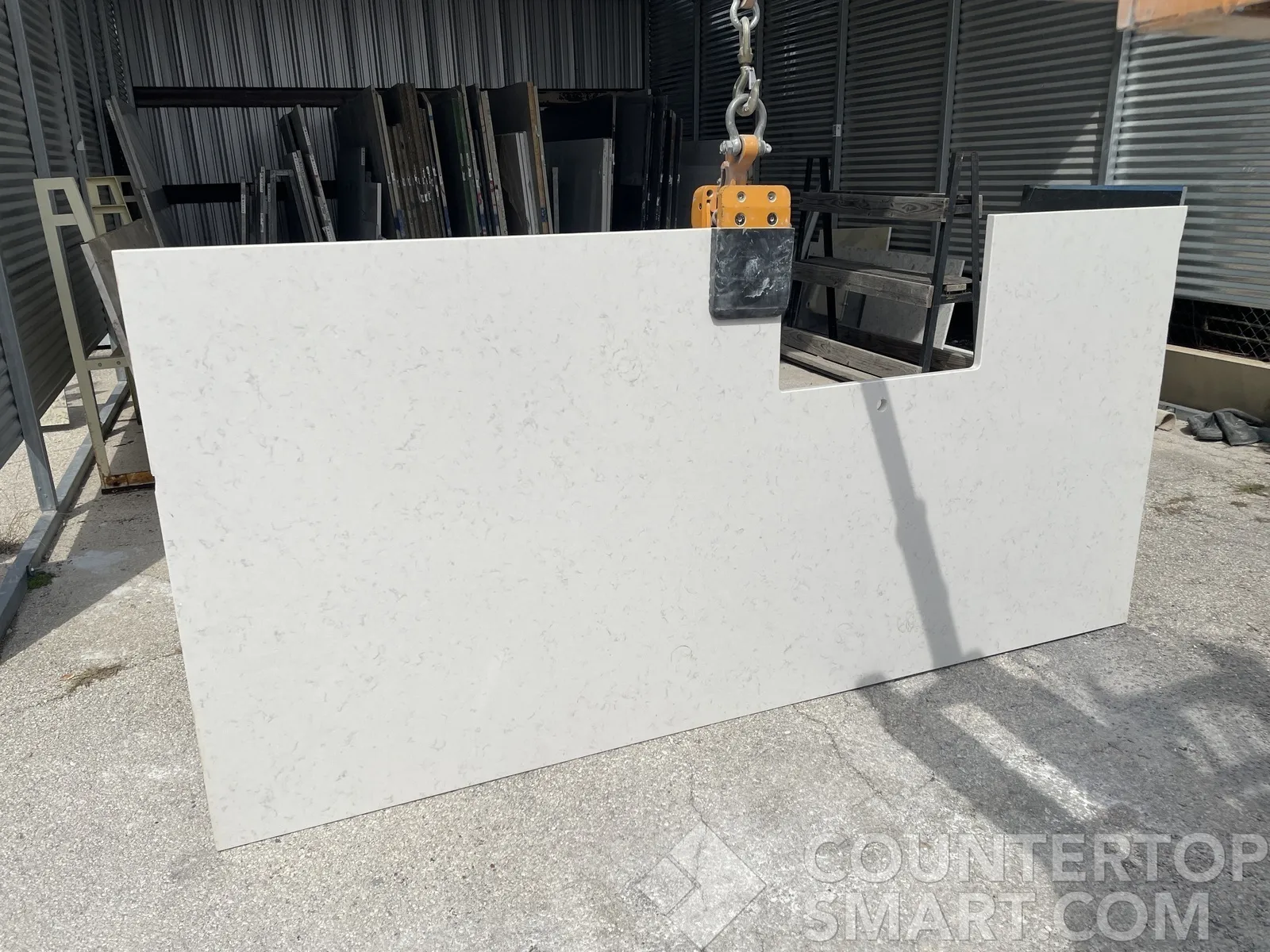 Full image of Silestone Lagoon White Quartz countertop slab