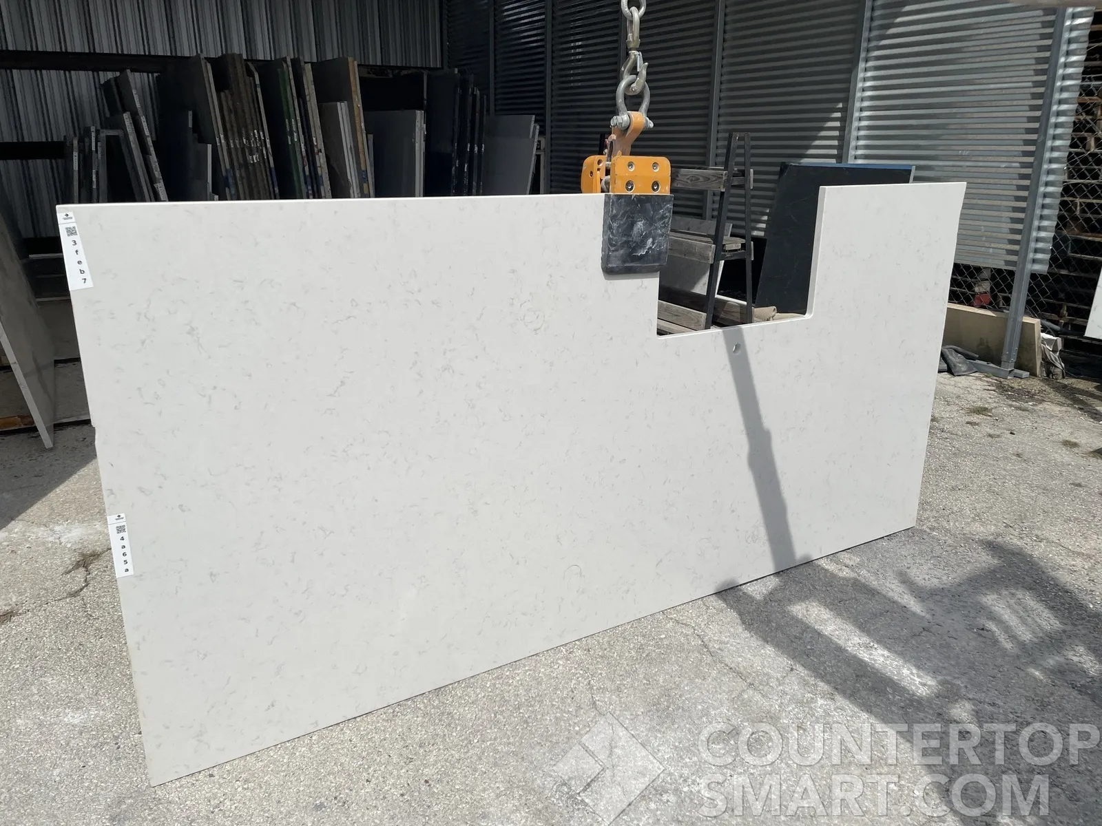 Full image of Silestone Lagoon White Quartz countertop slab