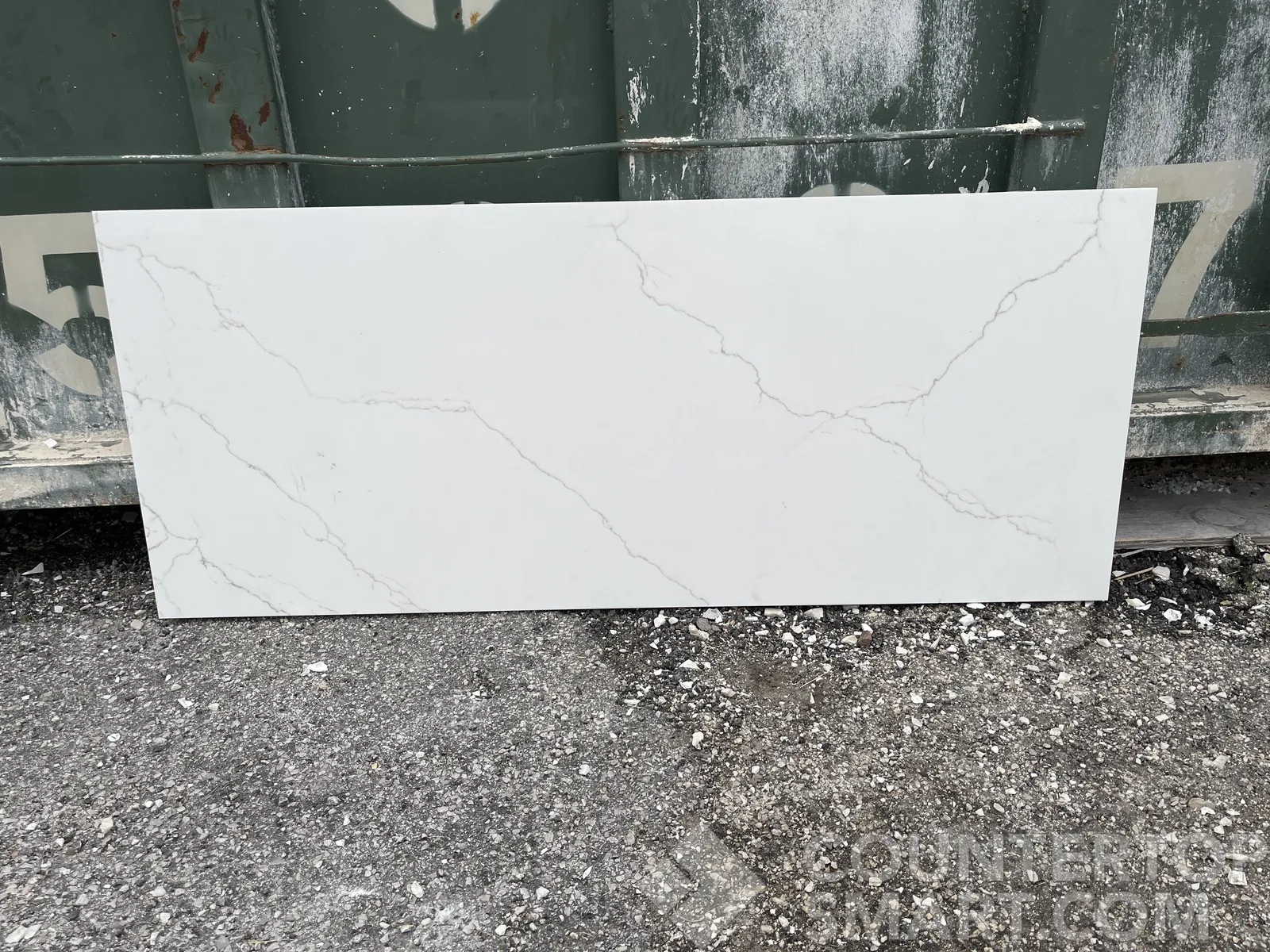 Full image of Q Quartz Calacatta Miraggio Gold Quartz countertop slab