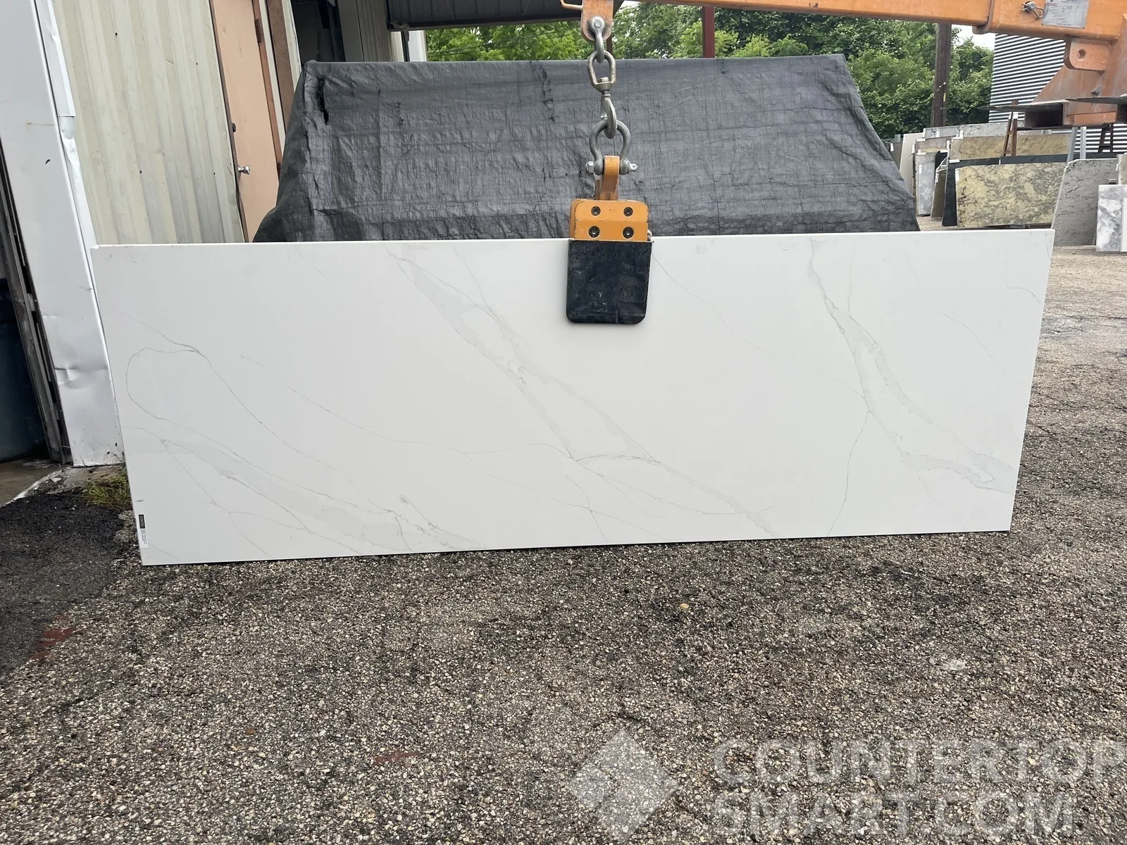 Full image of Compac Unique Calacatta Quartz countertop slab