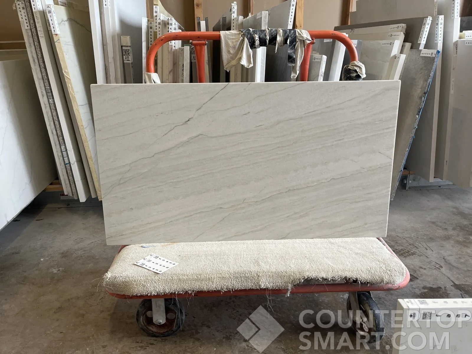 Full image of Ivory Macaubas White Quartzite countertop slab