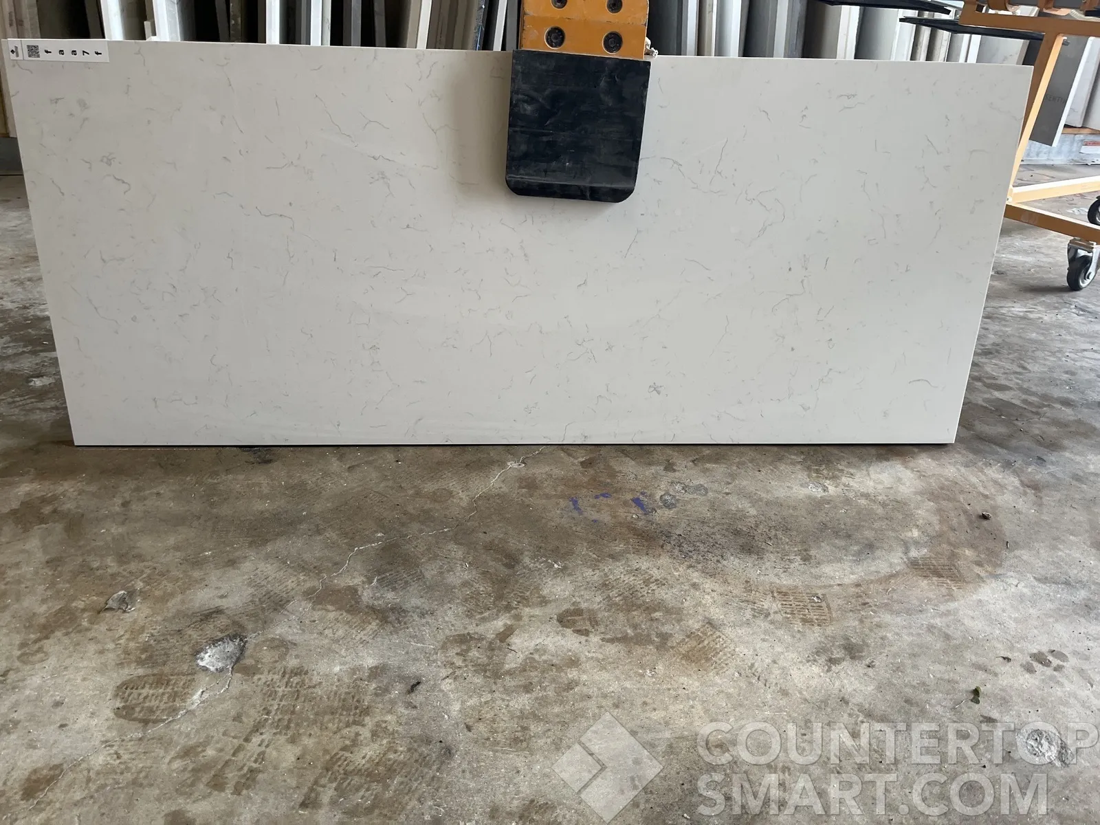 Full image of Q Quartz Carrara Miksa White Quartz countertop slab