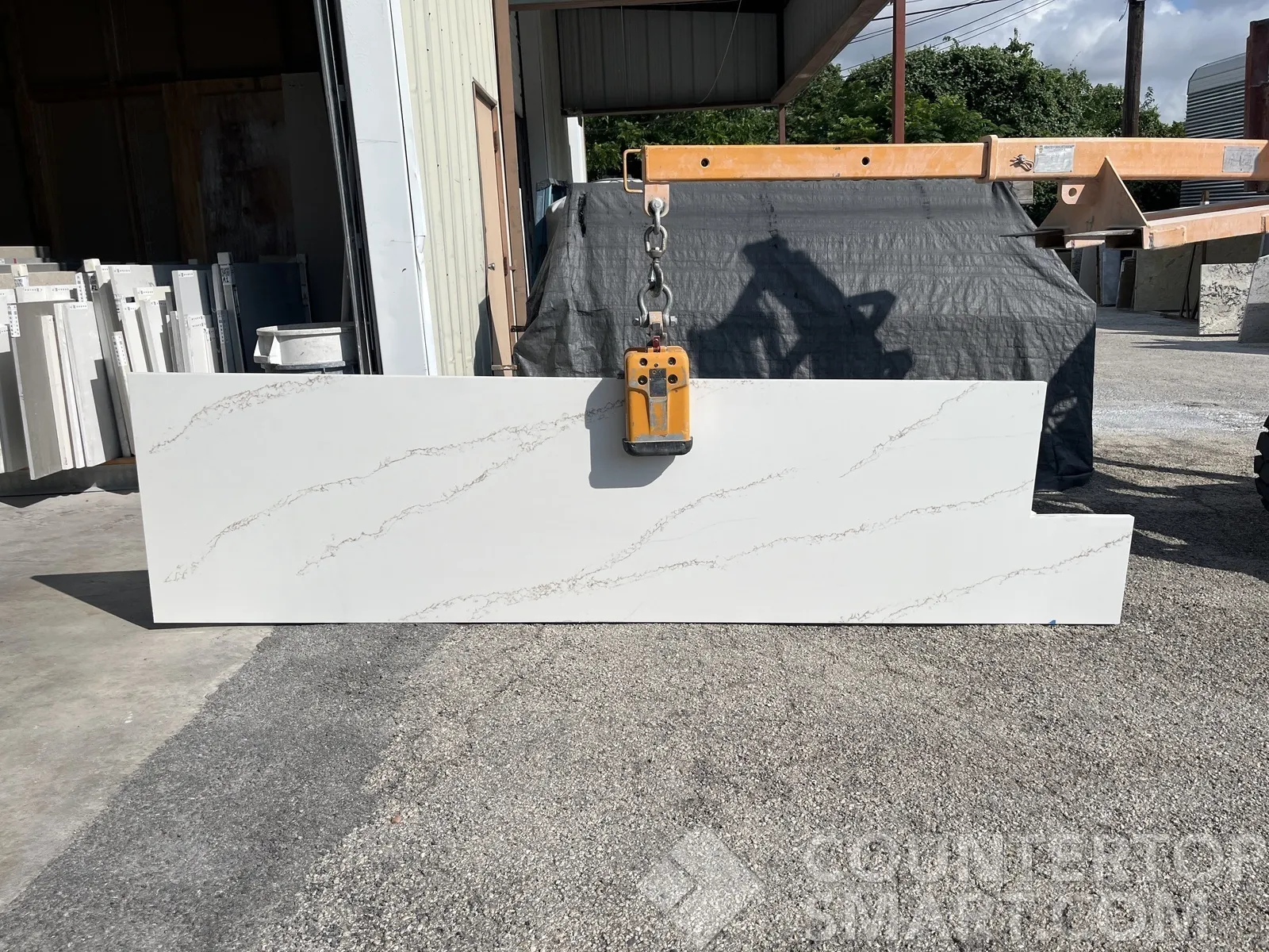 Full image of Q Quartz Calacatta Arno Quartz countertop slab
