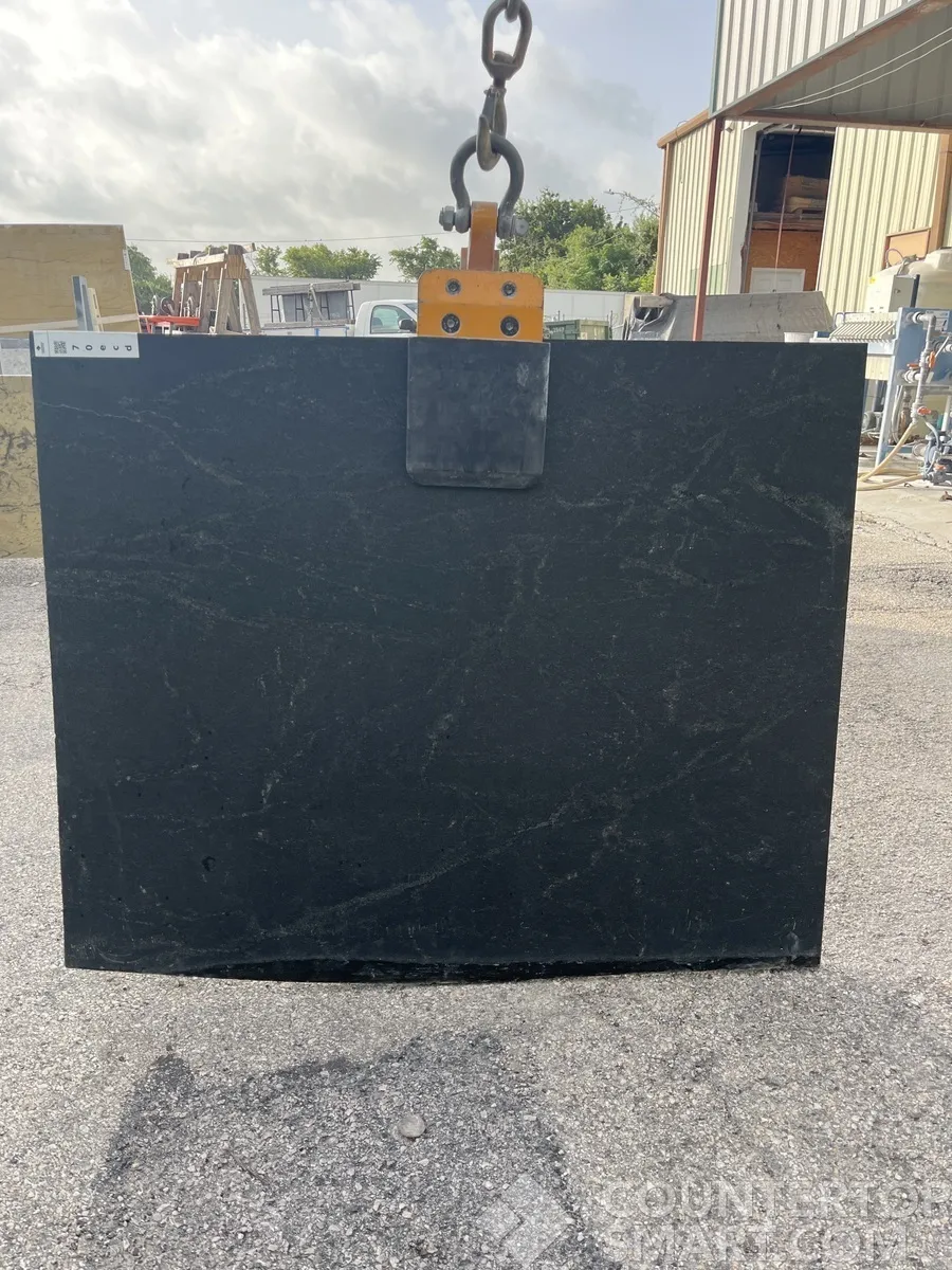 Full image of Virginia Black Honed Black Granite countertop slab