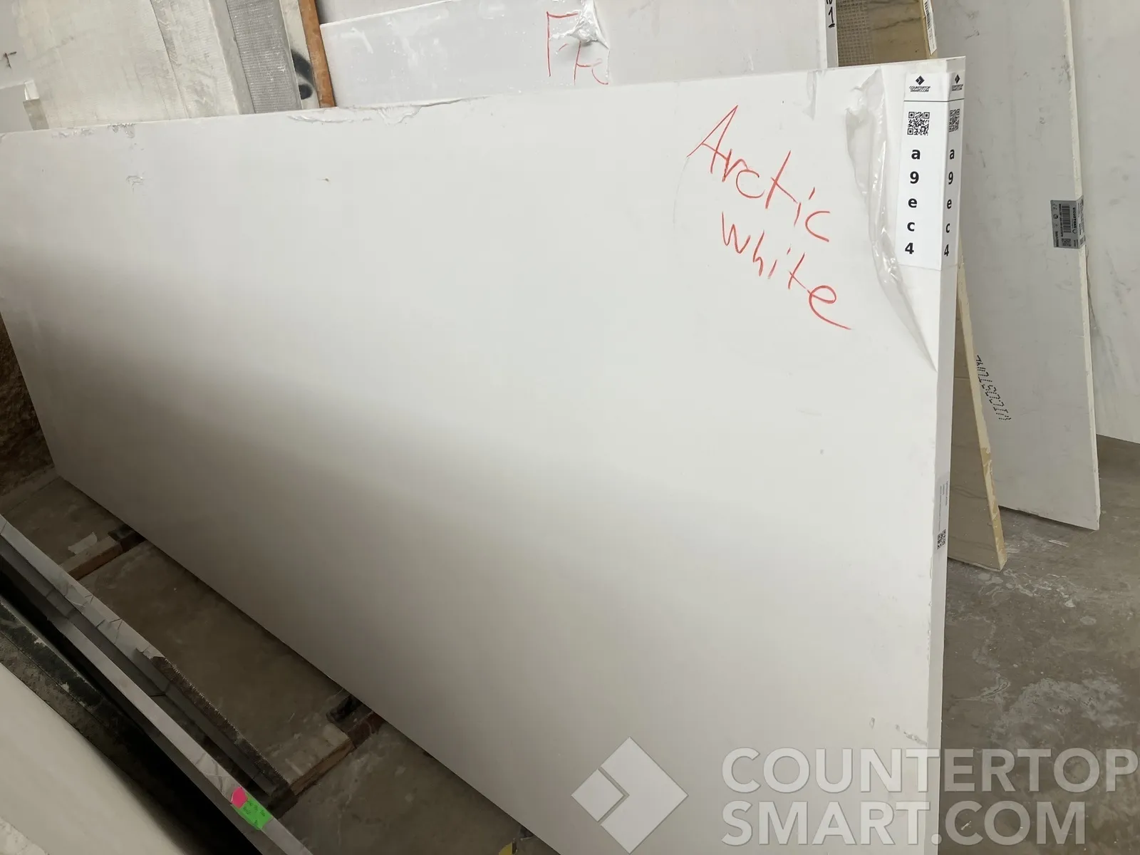 Full image of Q Quartz Arctic White Quartz countertop slab