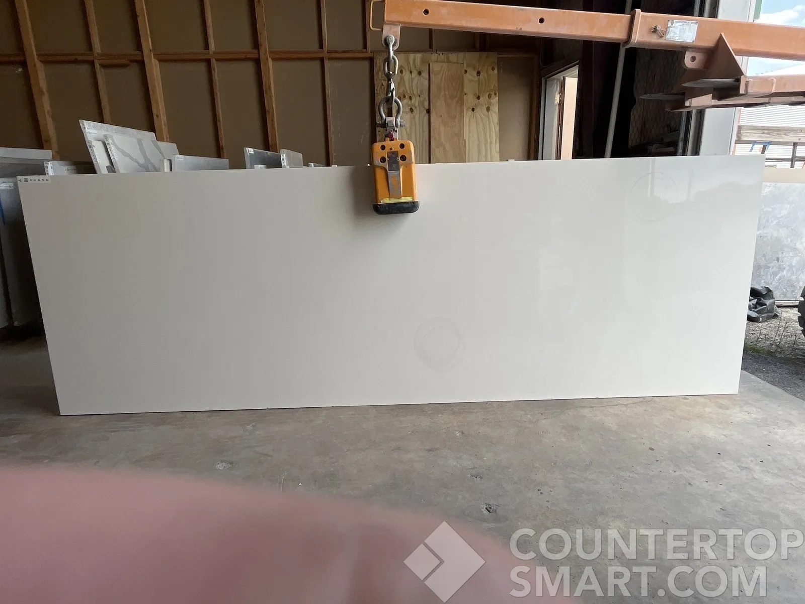 Full image of Q Quartz Snow White Quartz countertop slab