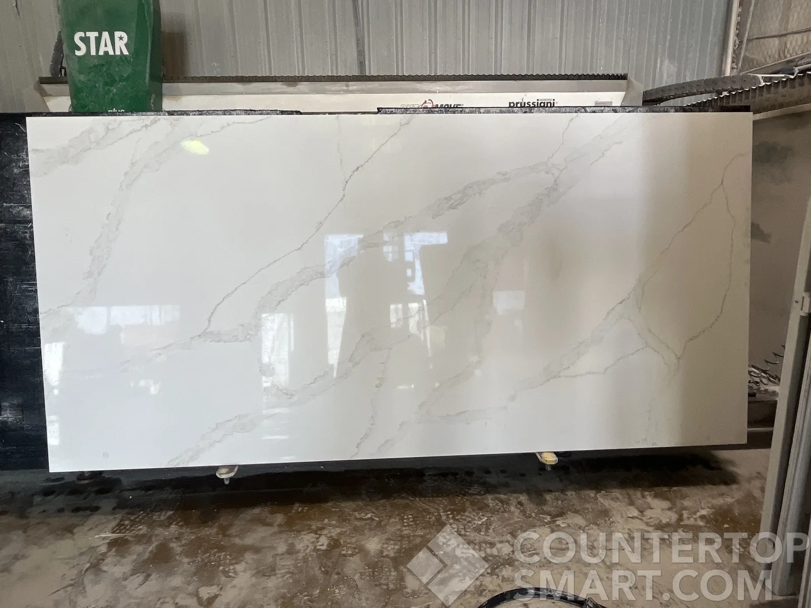 Full image of Stratus Quartz Calacatta Altissimo White Quartz countertop slab