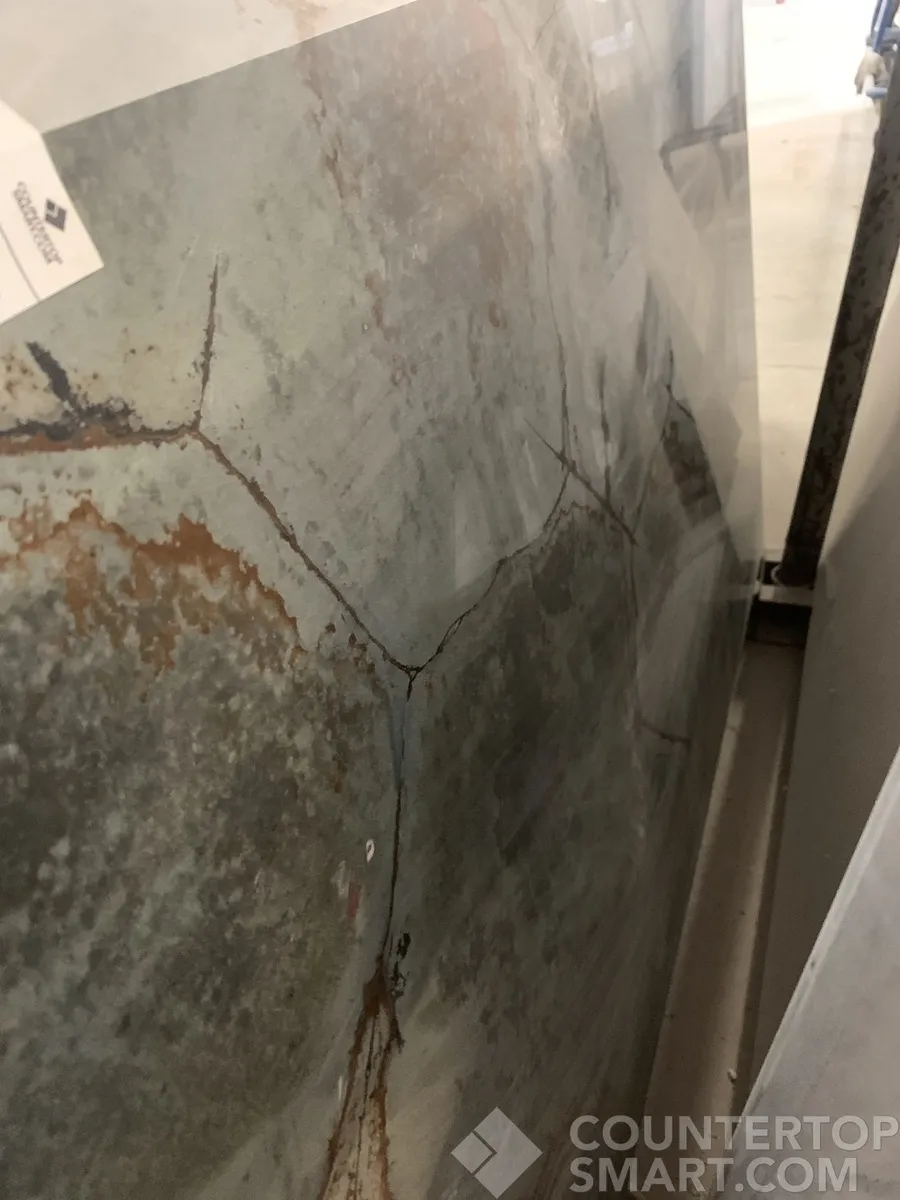 Closeup image of Brazillian Carrara Marble countertop slab