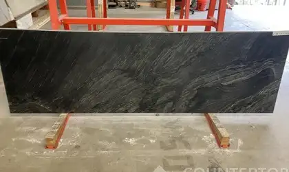 Full image of Infinity Black Black Quartzite countertop slab