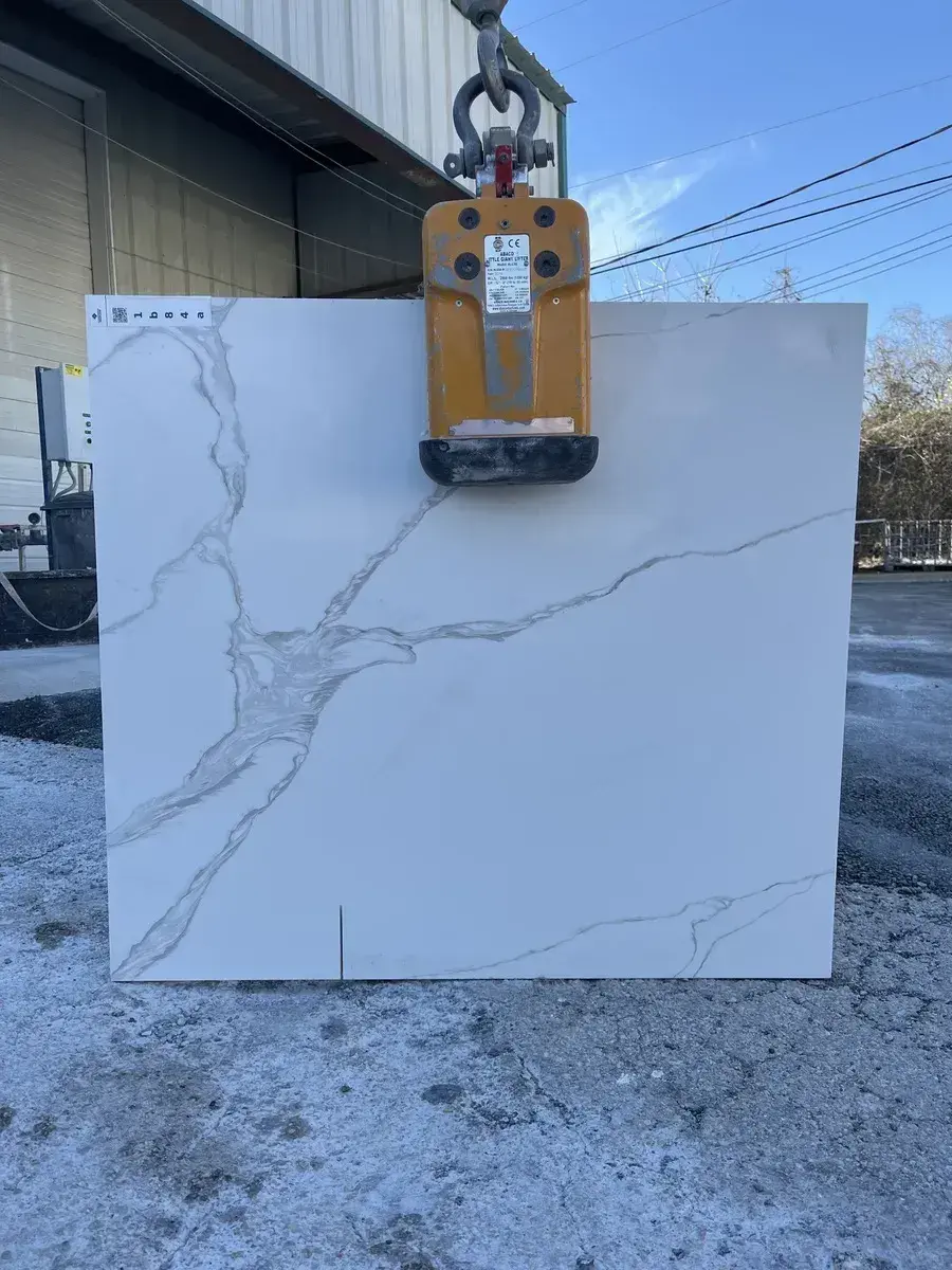 Full image of CRS Quartz Calacatta Prime White Quartz countertop slab