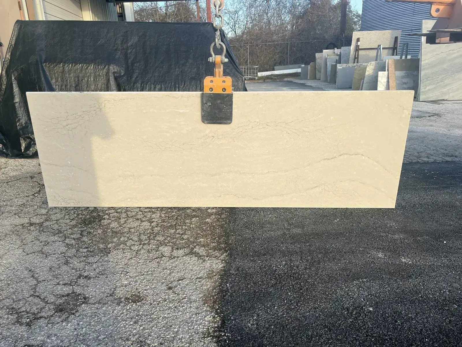 Full image of Cambria MonTaaj Beige Quartz countertop slab