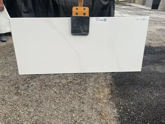Full image of Viatera Calacatta Suprema White Quartz countertop slab