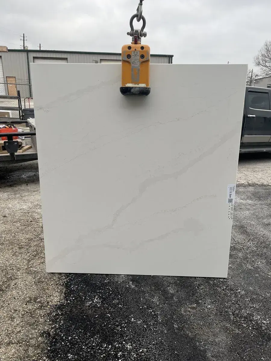 Full image of Viatera Calacatta Suprema White Quartz countertop slab