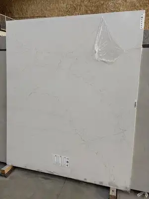 Full image of Daltile Valor Gold White Quartz countertop slab