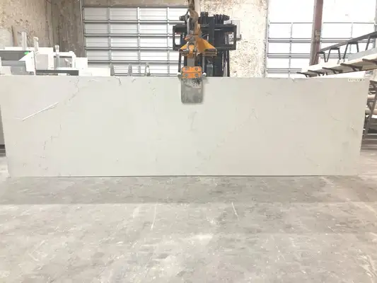 Full image of Stratus Quartz Magnifico White Quartz countertop slab