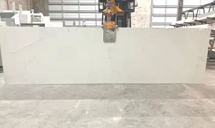 Full image of Stratus Quartz Magnifico White Quartz countertop slab