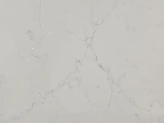 Closeup image of Stratus Quartz Magnifico White Quartz countertop slab