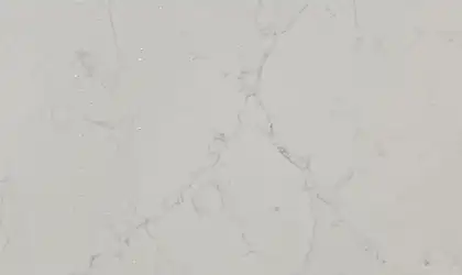 Closeup image of Stratus Quartz Magnifico White Quartz countertop slab