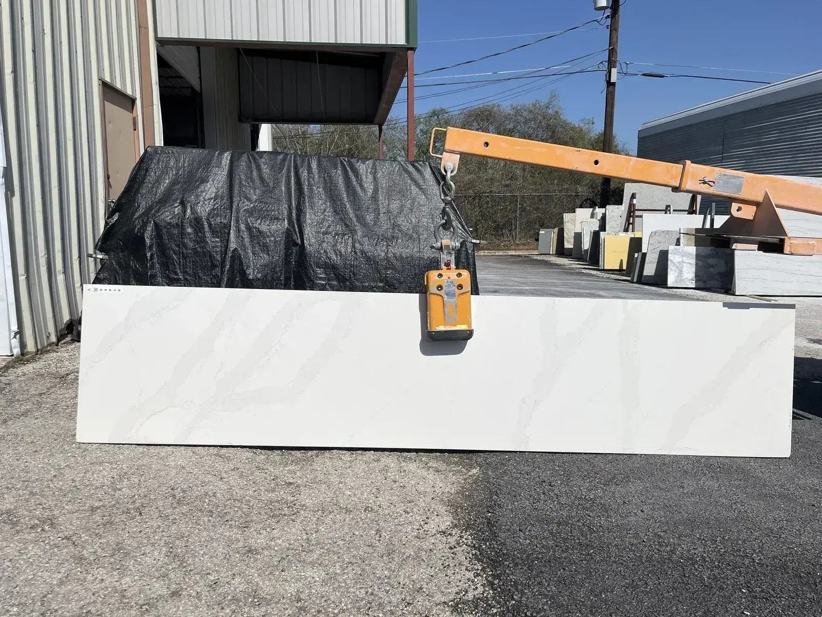 Full image of Silestone Eternal Calacatta Gold White Quartz countertop slab