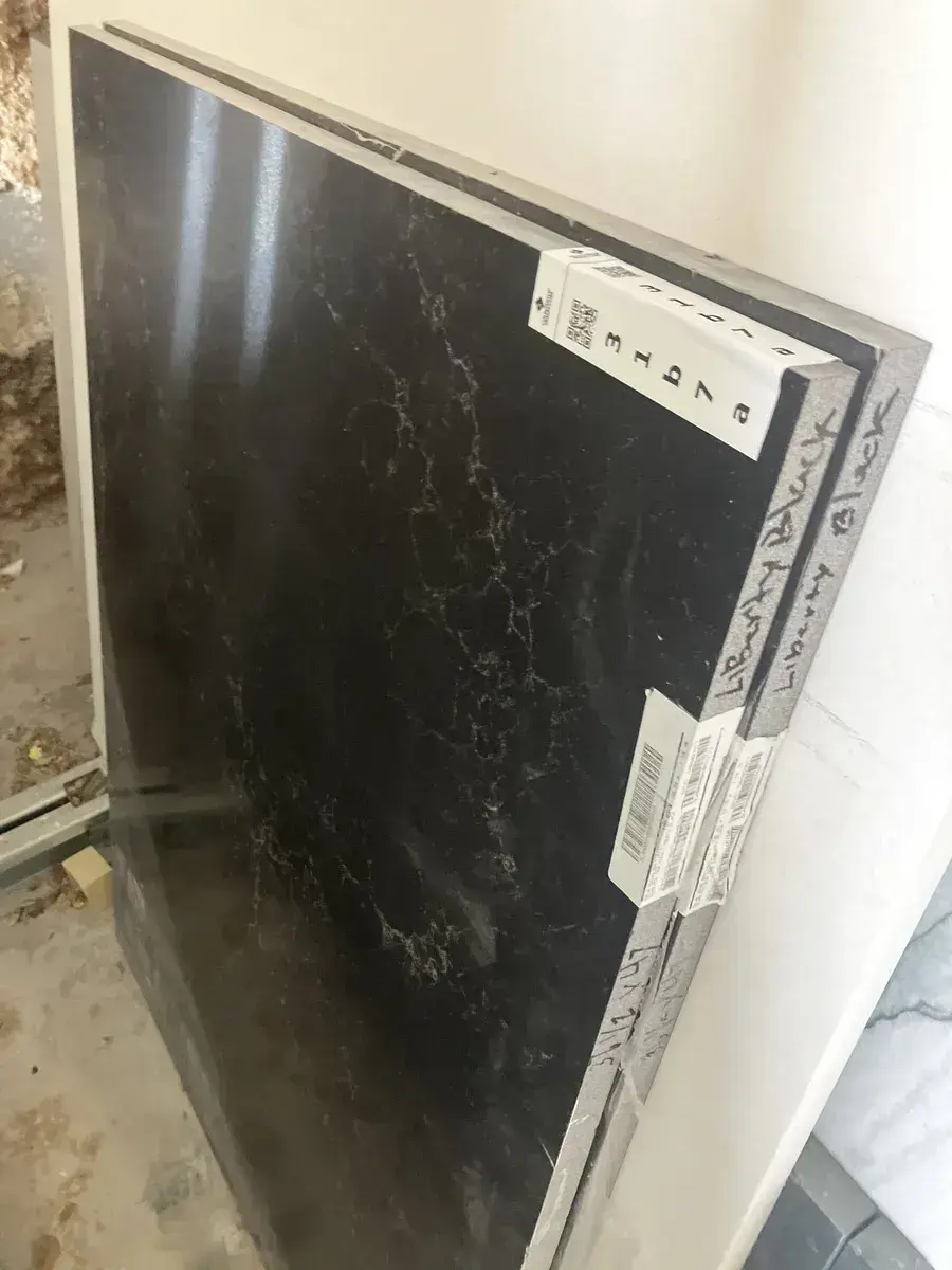 Full image of Daltile Liberty Black Black Quartz countertop slab