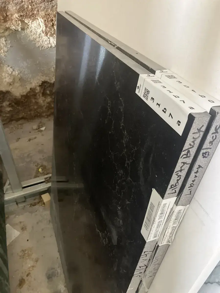Full image of Daltile Liberty Black Black Quartz countertop slab