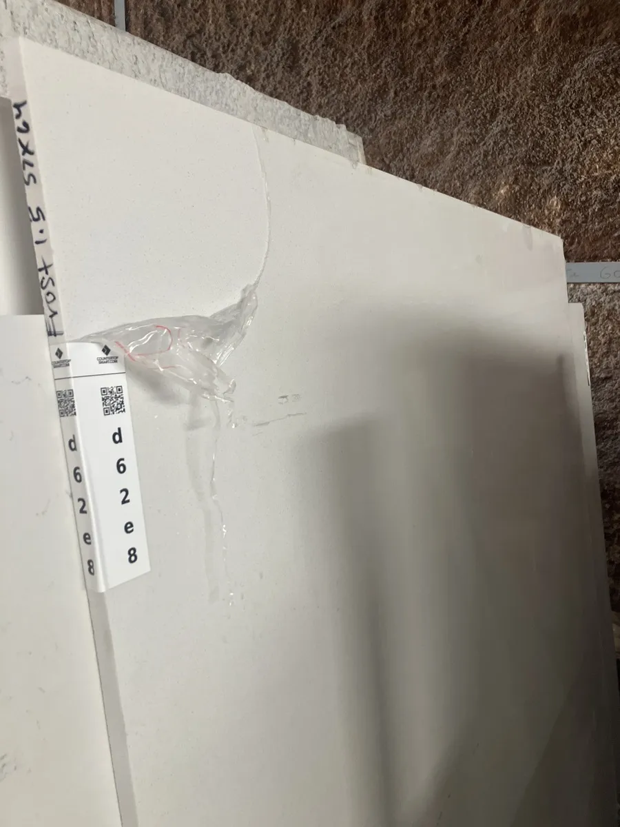 Full image of Q Quartz Frost White Quartz countertop slab