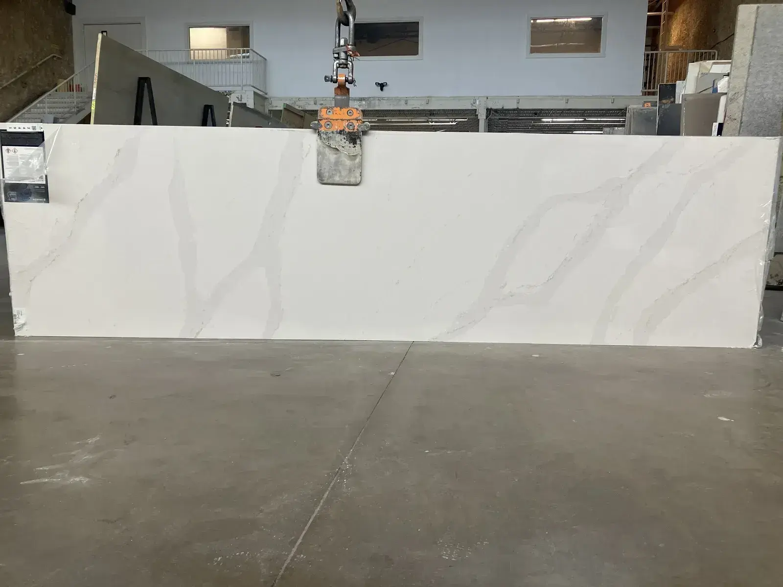 Full image of Silestone Eternal Calacatta Gold White Quartz countertop slab