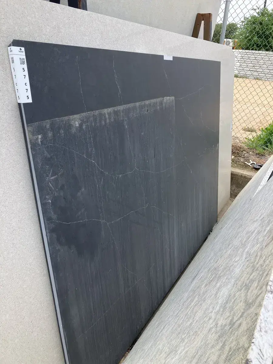 Full image of Daltile Broadway Black Black Quartz countertop slab