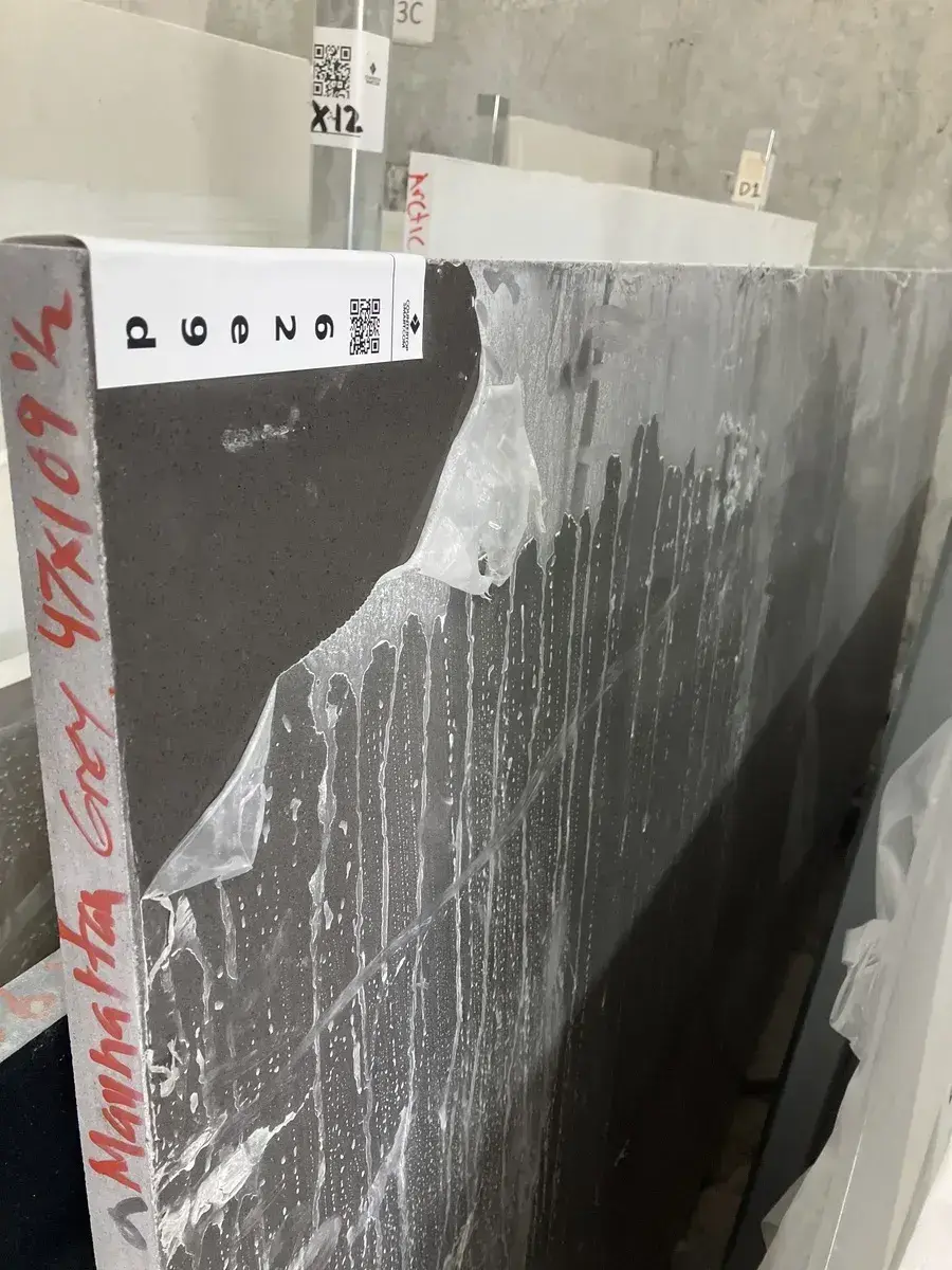 Full image of Q Quartz Manhattan Gray Quartz countertop slab