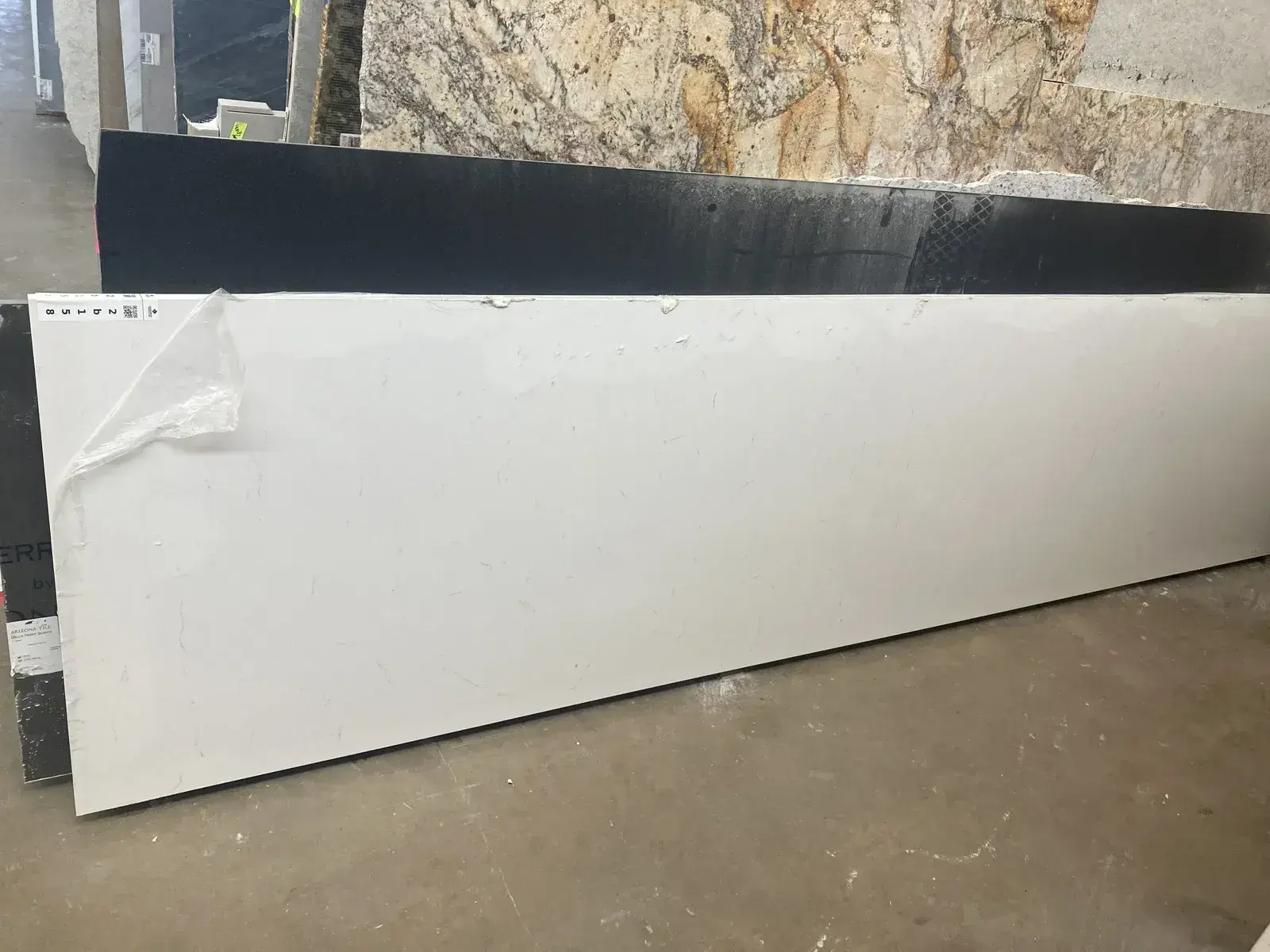 Full image of Q Quartz Carrara Morro Quartz countertop slab