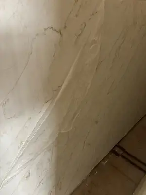 Full image of Q Quartz Calacatta Miraggio Cielo White Quartz countertop slab
