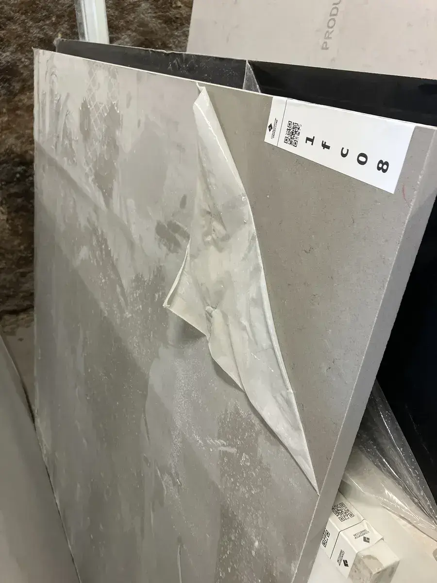 Full image of Q Quartz Fossil Gray Quartz countertop slab
