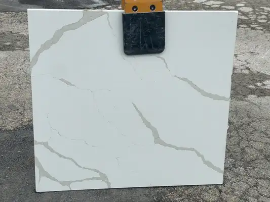 Full image of Della Terra Ripieno White Quartz countertop slab