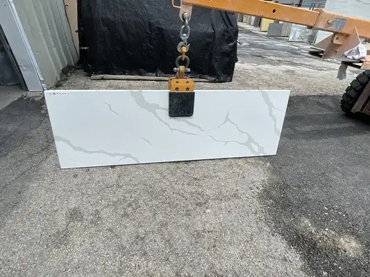 Full image of Della Terra Ripieno White Quartz countertop slab