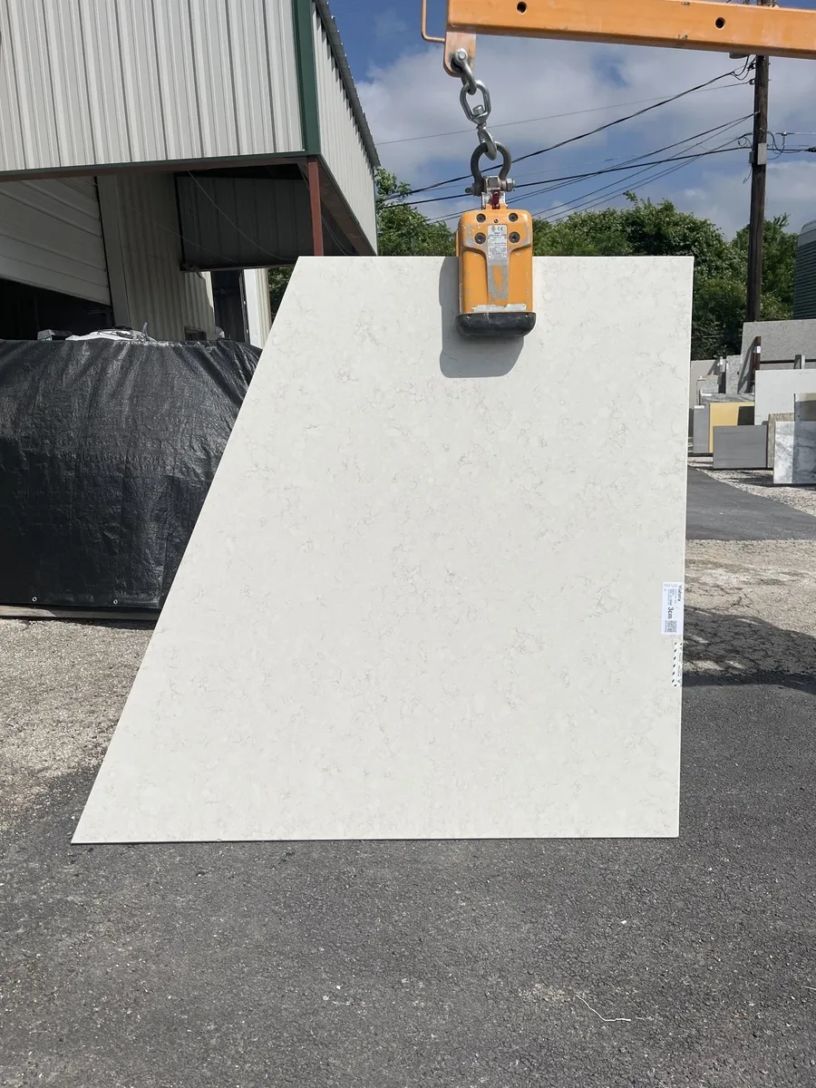 Full image of Viatera Clarino Cream Quartz countertop slab