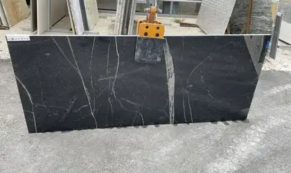 Full image of Black Vincent Black Granite countertop slab