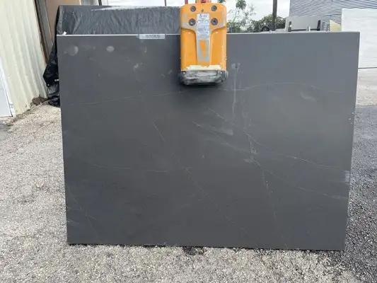 Full image of Daltile Broadway Black Black Quartz countertop slab