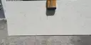 Full image of Q Quartz Carrara Mist Cream Quartz countertop slab