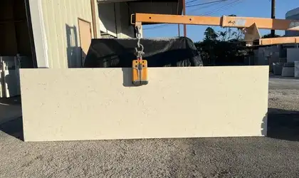 Full image of Q Quartz Carrara Mist Cream Quartz countertop slab