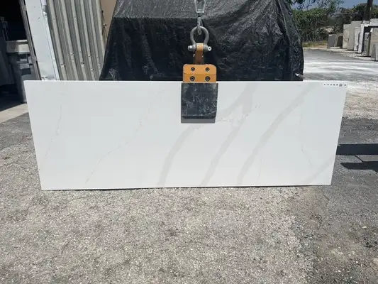Full image of CRS Quartz Calacatta Gold White Quartz countertop slab