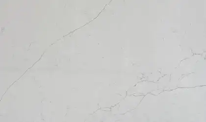 Closeup image of Daltile Valor Gold White Quartz countertop slab