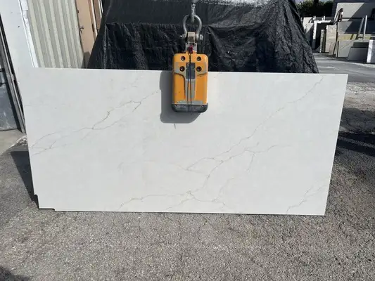 Full image of Stratus Quartz Ethereal White Quartz countertop slab